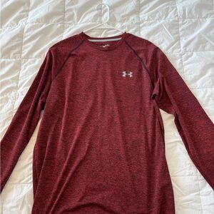 Under Armour Men's Heathered Red Long Sleeve Tee